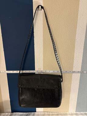 Vintage Ganson of California Black Pebbled Leather Shoulder Bag